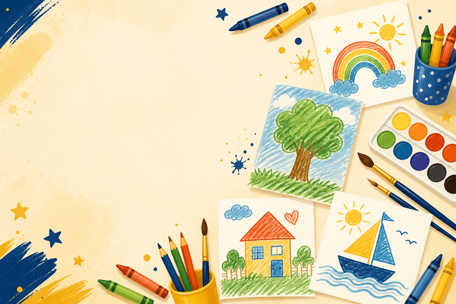 Children's drawing competition — upload your artwork with crayons, paints, and colorful sketches